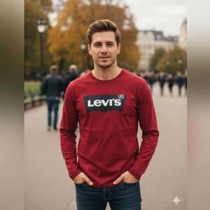 Levi's Men's Burgundy Long Sleeve Tee